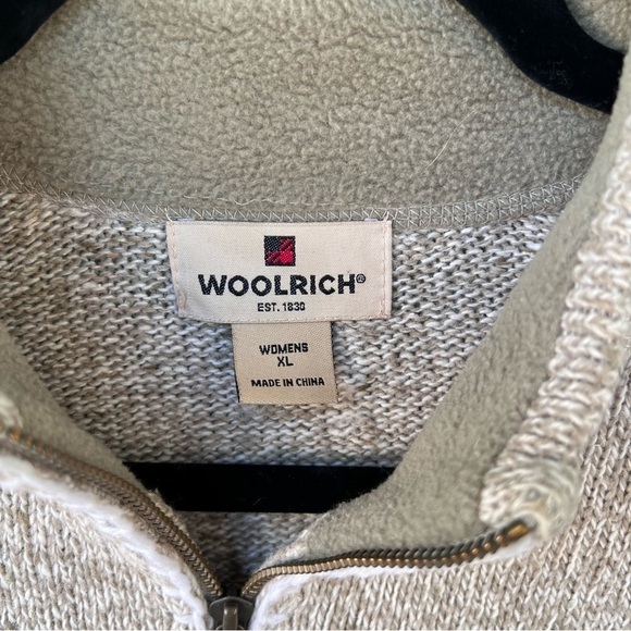 WOOLRICH COTTON WOOL SAGE GREEN KHAKI HEATHER  QUARTER ZIP SWEATER SIZE XL - Picture 8 of 8